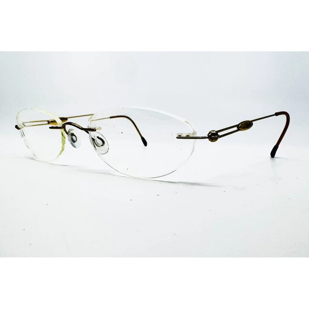 Silhouette Eyeglasses Frames Unisex Gold Rimless Oval Austria 40971 OS